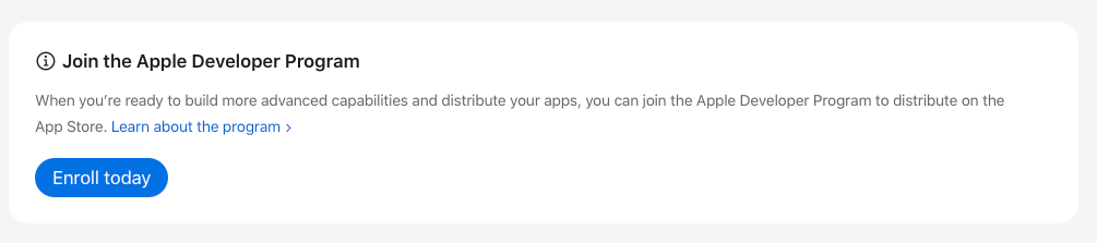 Apple developer program enrollment screenshot Apple developer program enrollment screenshot